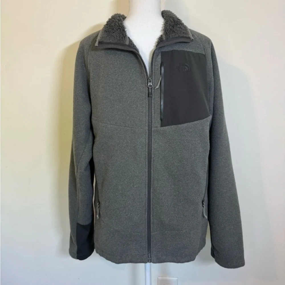 The North Face Men's F14 Black & Gray Long Sleeve Full‎ Zip Fleece Jacket Size L
